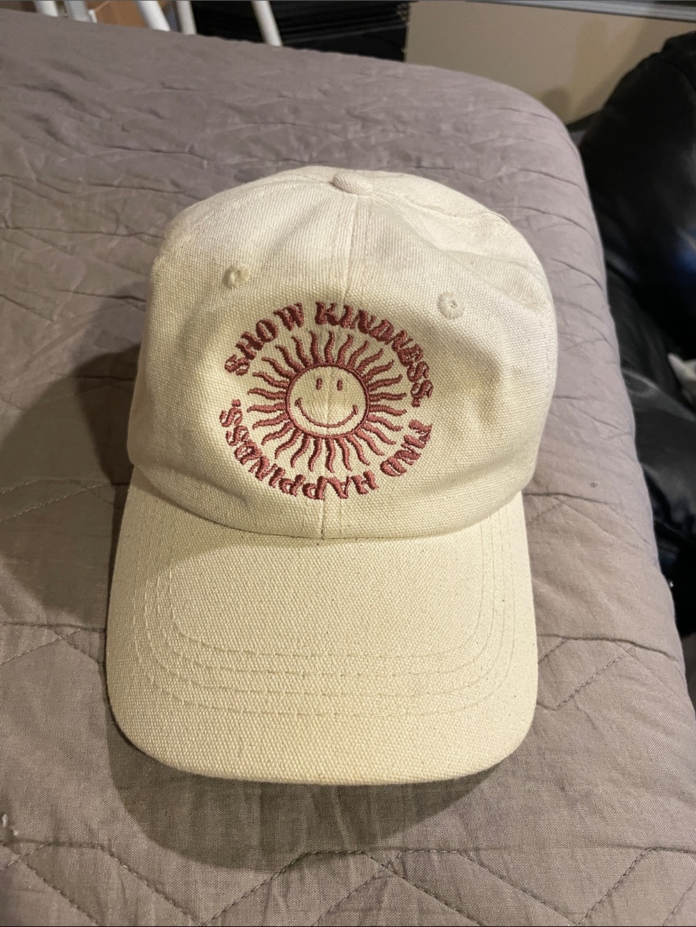Unbranded Cream Baseball Cap with Red Sun Embroidery - Show Kindness
